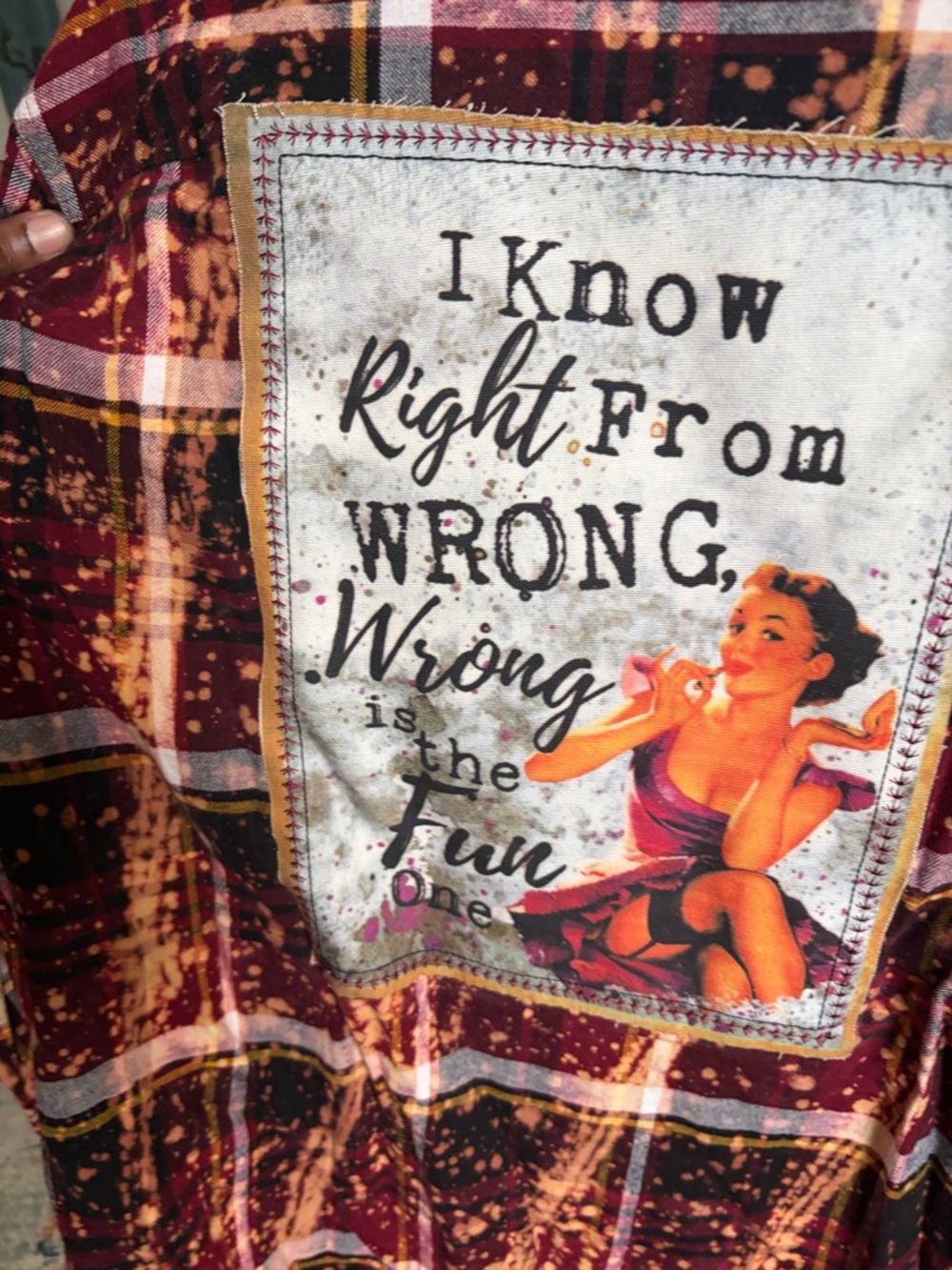 Angry Minnow Maroon Plaid Splatter Flannel Shirt - Picture 3 of 3